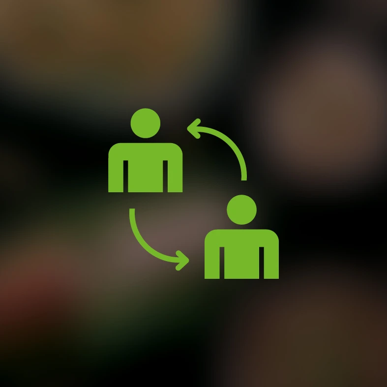 Persönlicher Azubi-Pate Icon zwei Menschen im Austausch