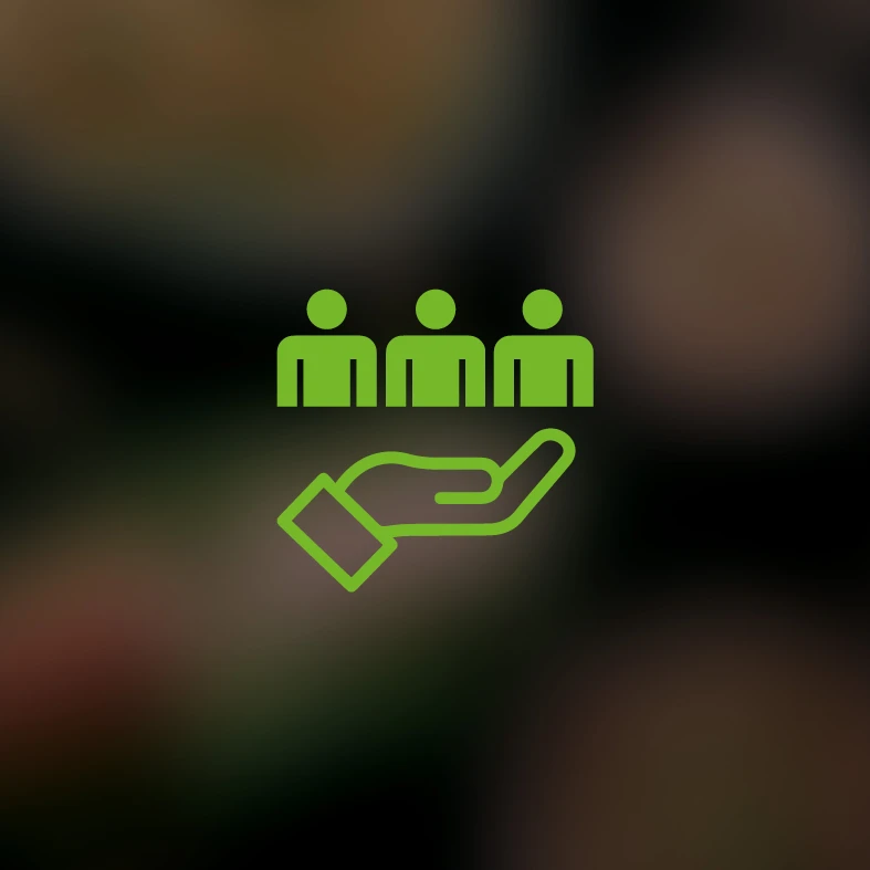 Dauerhafte Unterstützung Icon Hand trägt drei Personen