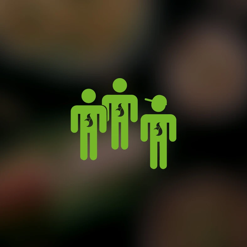 Freundliches Team Icon Menschen mit Service-Bund Logo