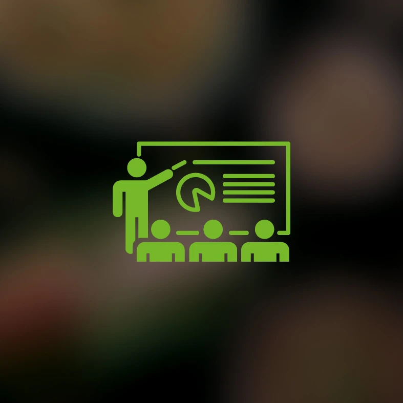 Innerbetrieblicher Unterricht Icon Person erklärt Statistik