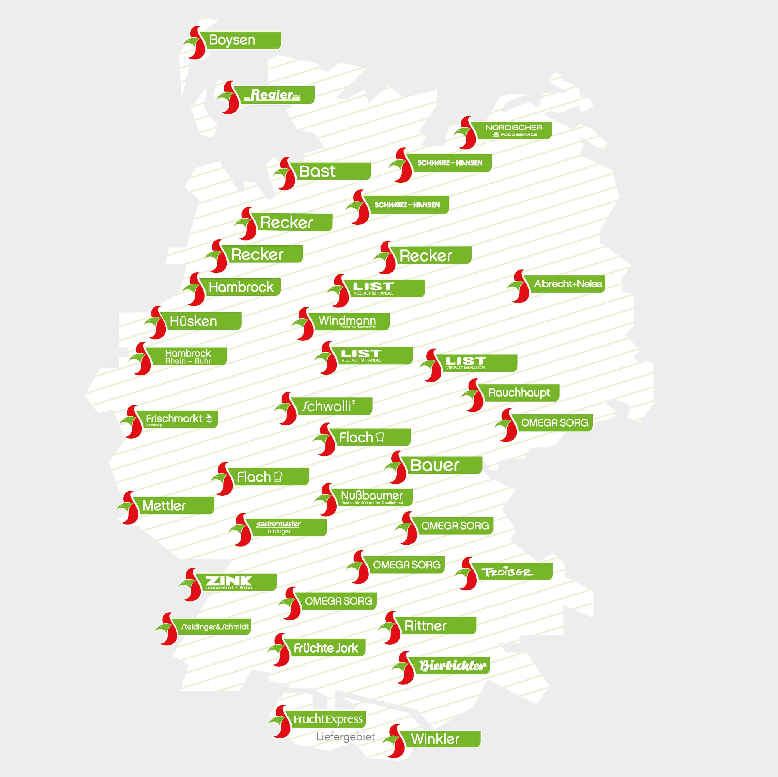 Deutschlandkarte mit allen Service-Bund Standorten