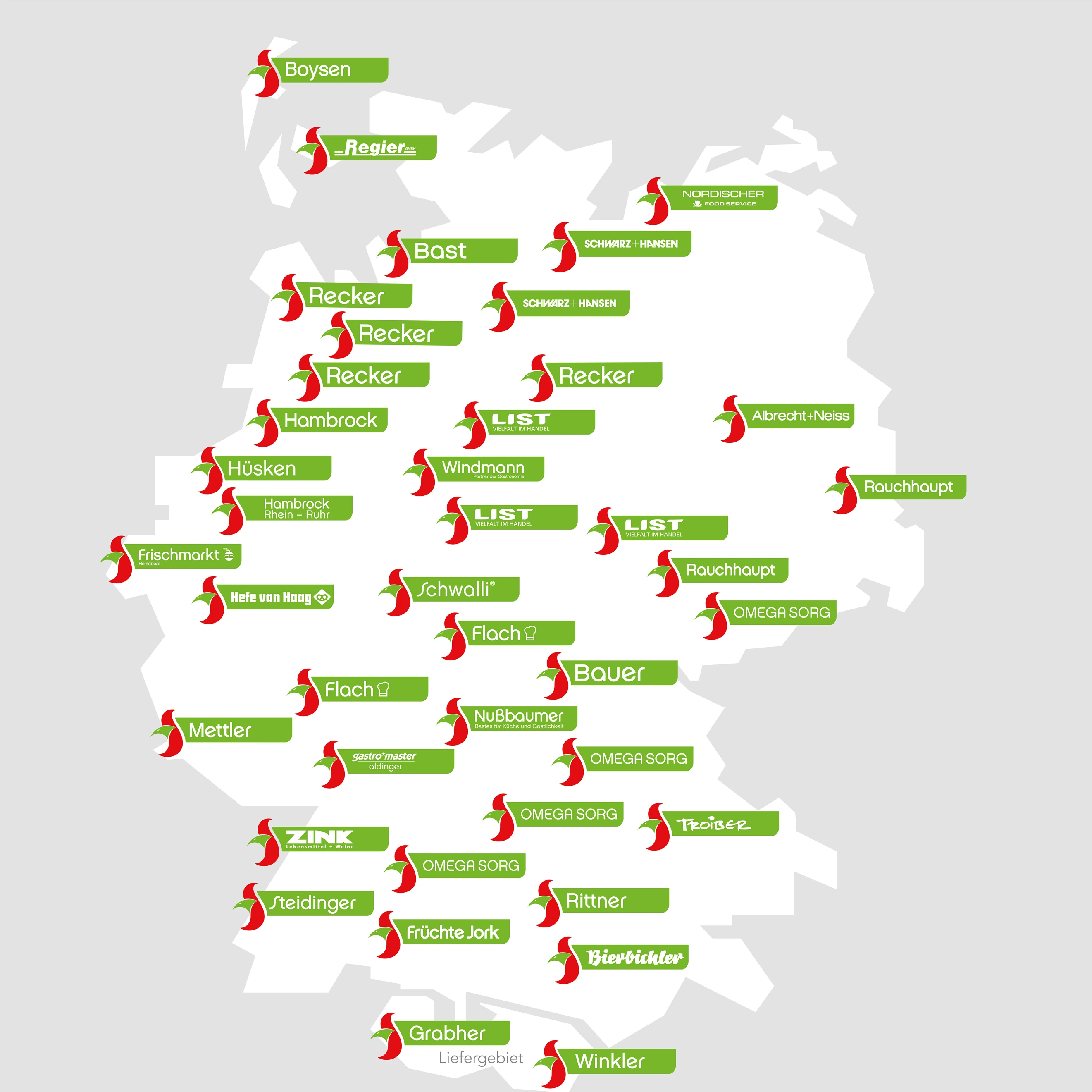 Deutschlandkarte mit Standorten